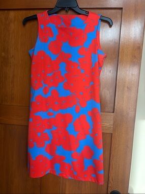 Bright orange Floral Shift Dress on Blue